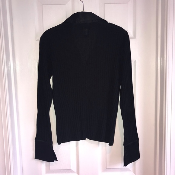 Black satin trim top - Picture 3 of 5